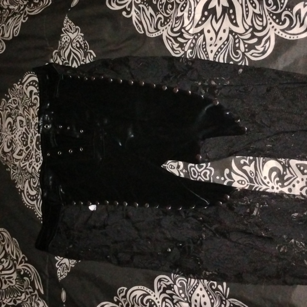 Black Lace and Pleather Leggings